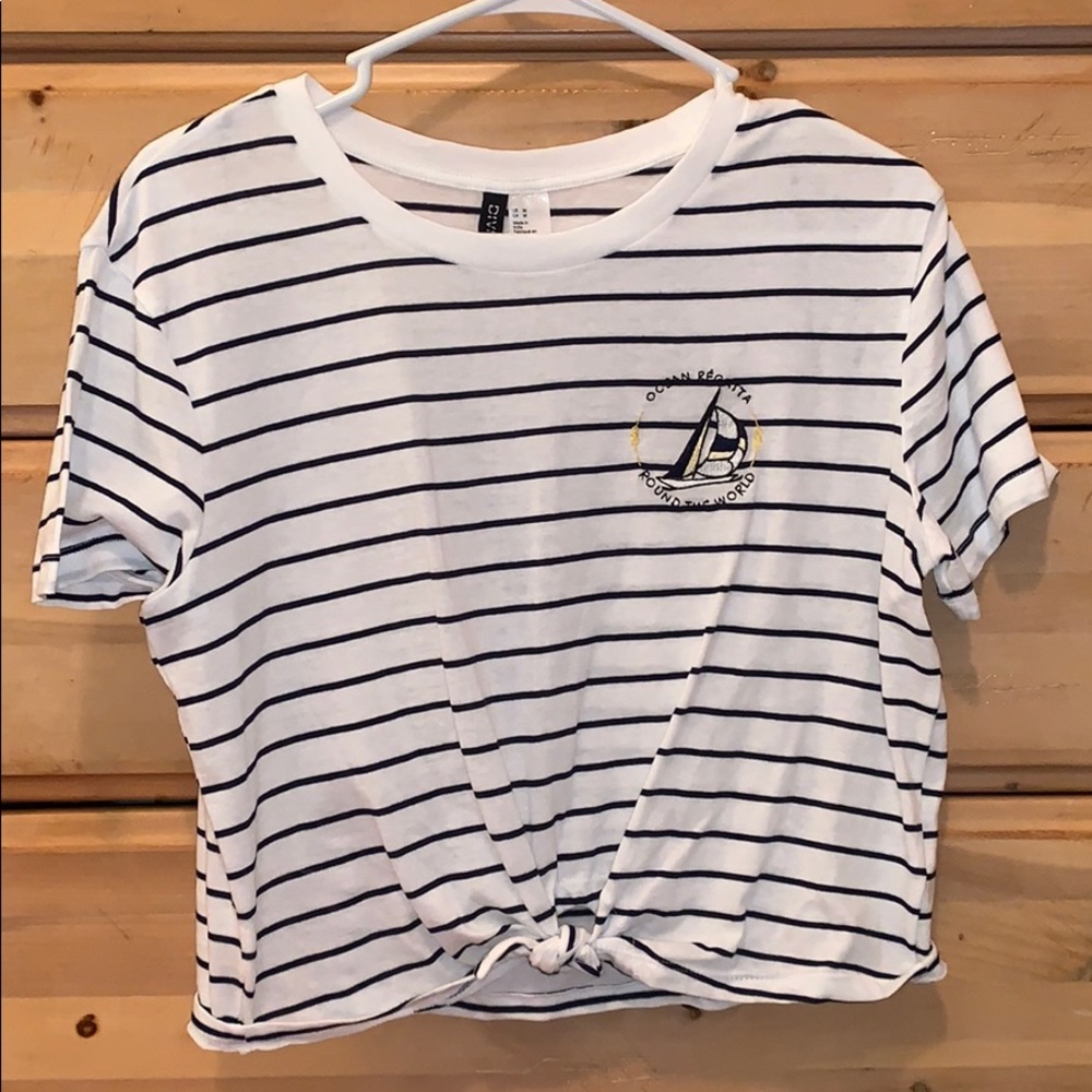 Stripped Front Tie Top